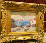 KADLIC Original Oil Painting Abstract Seascape Impasto Gold Gilt 15" Frame