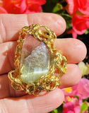 Vintage ARTHUR KING 18k Gold  Watermelon Pink Green Tourmaline Pendant Brooch