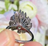 Vintage 1950s Estate Platinum 4ct Blue Sapphire Diamond Cluster Cocktail Ring