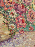 KADLIC Abstract Floral Still Life Impasto Original Oil Painting Gold Frame