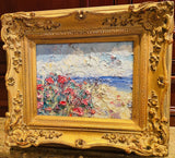 KADLIC Original Oil Painting Impressionist Seascape Impasto Gold Gilt 15" Frame