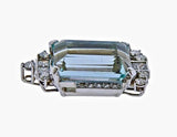 Art Deco Vintage 14k Gold Large 27ct Aquamarine Diamond Necklace Pendant