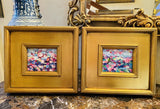 KADLIC Abstract Landscape PAIR Original Oil Painting Gold Gilt Frame Fine Art