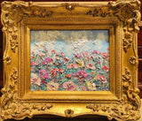 KADLIC Original Oil Painting Floral Landscape Impasto Gold Gilt 15" Frame