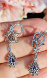 Vintage 18k Gold Royal Blue Sapphire G-H VS Diamond Dangle Drop Pendant Earrings