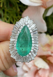 Vintage Ring-dant HUGE Platinum 14k Gold 18 ct Emerald VS Diamond Ballerina Ring