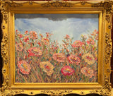KADLIC Abstract Wildflowers Impasto Original Oil Painting Gilt Gold Frame 24