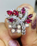 Vintage Midcentury 1950s Retro Platinum 4.50ct Ruby VS Diamond Ring