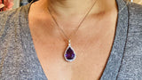 Vintage Estate 14k Gold Diamond Amethyst Necklace Pendant