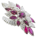 Vintage Midcentury 1950s Retro Platinum 4.50ct Ruby VS Diamond Ring