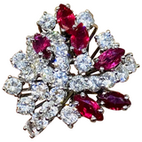 Vintage Midcentury 1950s Retro Platinum 4.50ct Ruby VS Diamond Ring