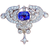 Vintage Midcentury Art Deco 18k Gold Tanzanite Diamond Clip Pin Brooch Pendant