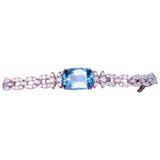 Vintage Mid Century Platinum VS 4ct Diamond Topaz Bracelet