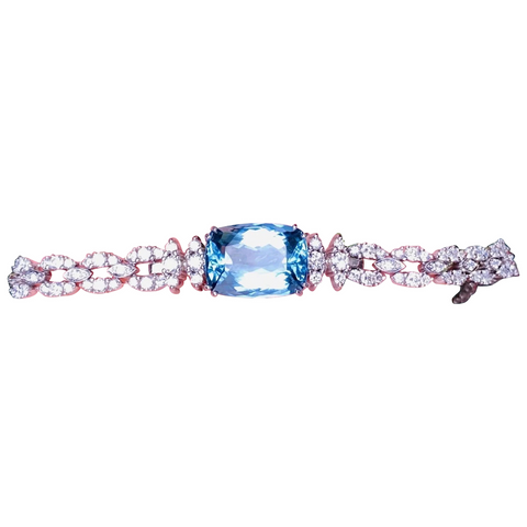 Vintage Mid Century Platinum VS 4ct Diamond Topaz Bracelet