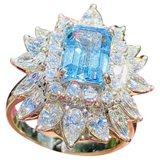 Vintage Ring-dant Platinum 4ct Aquamarine G VS Diamond Ballerina Ring Pendant
