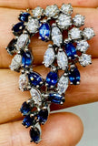Art Deco Antique 5.00ct Sapphire Marquise Diamond 18K Brooch Pendant Necklace