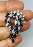 Art Deco Antique 5.00ct Sapphire Marquise Diamond 18K Brooch Pendant Necklace