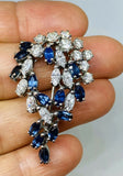 Art Deco Antique 5.00ct Sapphire Marquise Diamond 18K Brooch Pendant Necklace