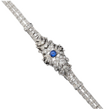 Art Deco Retro 1940s Platinum 4.52ct Natural Blue Sapphire VS Diamond Bracelet