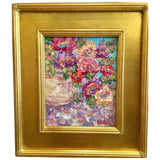 KADLIC Floral Poppies Flowers Original Oil Painting 8x10 Gold Gilt Leaf Frame