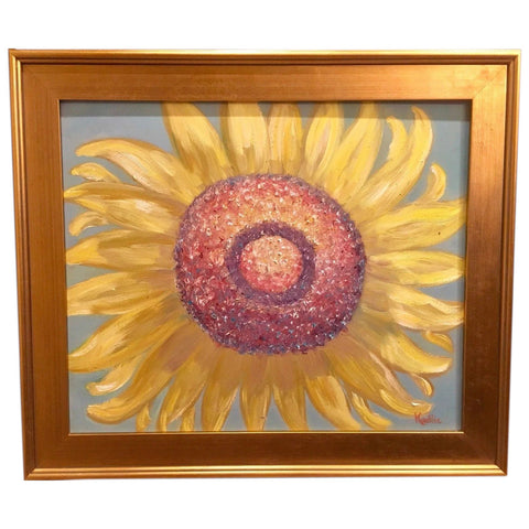 24x20" Abstract Sunflower KADLIC Original Oil Painting Art Gilt Gold Frame