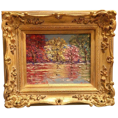 KADLIC Trees Landscape Seascape Autumn Gilt Wood Frame 8x10”