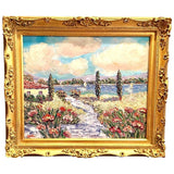24x20" Riviera Beach Seascape KADLIC Original Oil Painting Art French Gold Frame