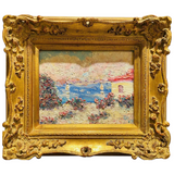 KADLIC Original Oil Painting Abstract Seascape Impasto Gold Gilt 15" Frame