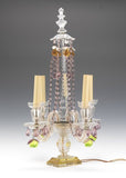 Antique French Crystal Girandole Candelabra Lamp 19th Century