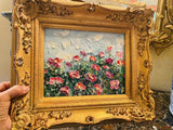 KADLIC Original Oil Painting Wildflowers Impasto Gold Gilt 15" Frame