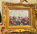 KADLIC Original Oil Painting Wildflowers Impasto Gold Gilt 15" Frame