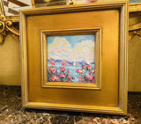 KADLIC Abstract Impasto Seascape Original Oil Tile Painting Gilt Frame Fine Art