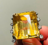 Vintage Retro 18k Rose Gold VS Citrine Diamond Cocktail Ring