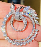 Vintage 1950s Estate Platinum 4.00ct Diamond Brooch Pin Pendant Midcentury