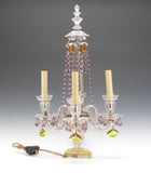 Antique French Crystal Girandole Candelabra Lamp 19th Century