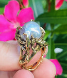 Vintage 18k Gold Arthur King Baroque Cultured Pearl Cocktail Ring