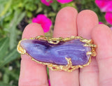 Vintage 1960s Freeform ARTHUR KING 18k Gold Amethyst Pendant Brooch