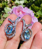 Important Vintage 1950s Estate Platinum Aquamarine Diamond Drop Earrings