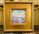 KADLIC Abstract Impasto Seascape Original Oil Tile Painting Gilt Frame Fine Art