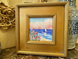 KADLIC Abstract Impasto Seascape Original Oil Painting Gilt Frame Fine Art