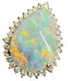 Vintage Midcentury 18k Gold Opal Diamond Necklace Pendant