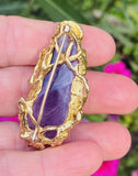 Vintage 1960s Freeform ARTHUR KING 18k Gold Amethyst Pendant Brooch