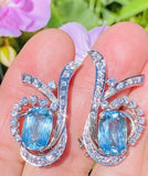 Important Vintage 1950s Estate Platinum Aquamarine Diamond Drop Earrings