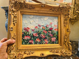 KADLIC Original Oil Painting Wildflowers Impasto Gold Gilt 15" Frame