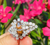 HUGE Vintage 14k Gold Marquise Pear Brown Diamond Cluster Cocktail Ring