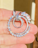 Vintage 1950s Estate Platinum 4.00ct Diamond Brooch Pin Pendant Midcentury