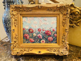 KADLIC Original Oil Painting Wildflowers Impasto Gold Gilt 15" Frame