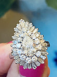 Stunning RING-DANT Platinum 4.00ct Diamond Ballerina Baguette Ring