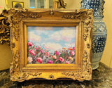 KADLIC Original Oil Painting Wildflowers Impasto Gold Gilt 15" Frame