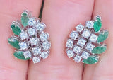 Vintage Estate 18k Gold 2.20ct Emerald Diamond Drop Earrings